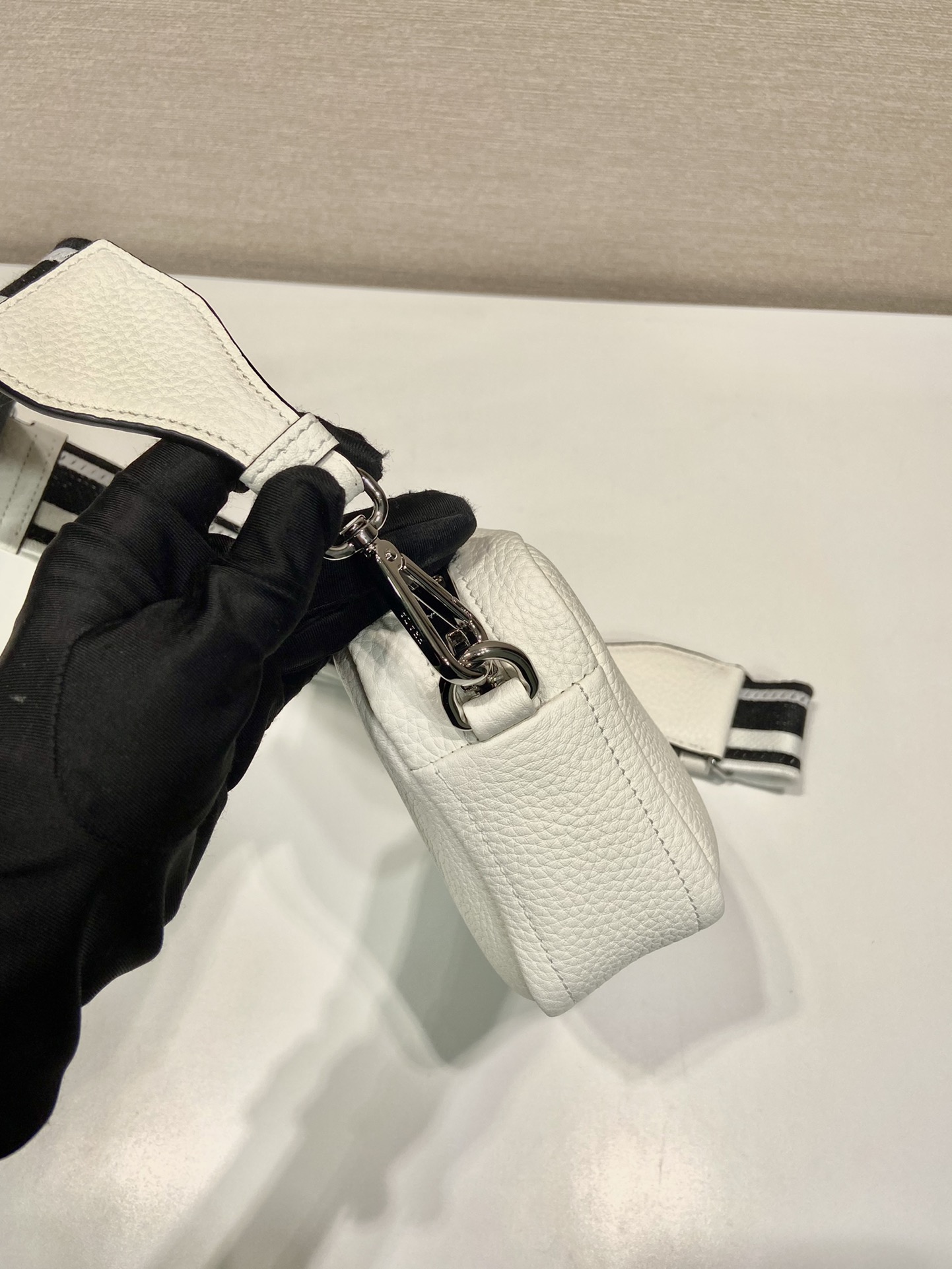 Prada 1BH192 Small Leather Shoulder Bag with Double Strap - White 6 i1755357032112 8185 0 4