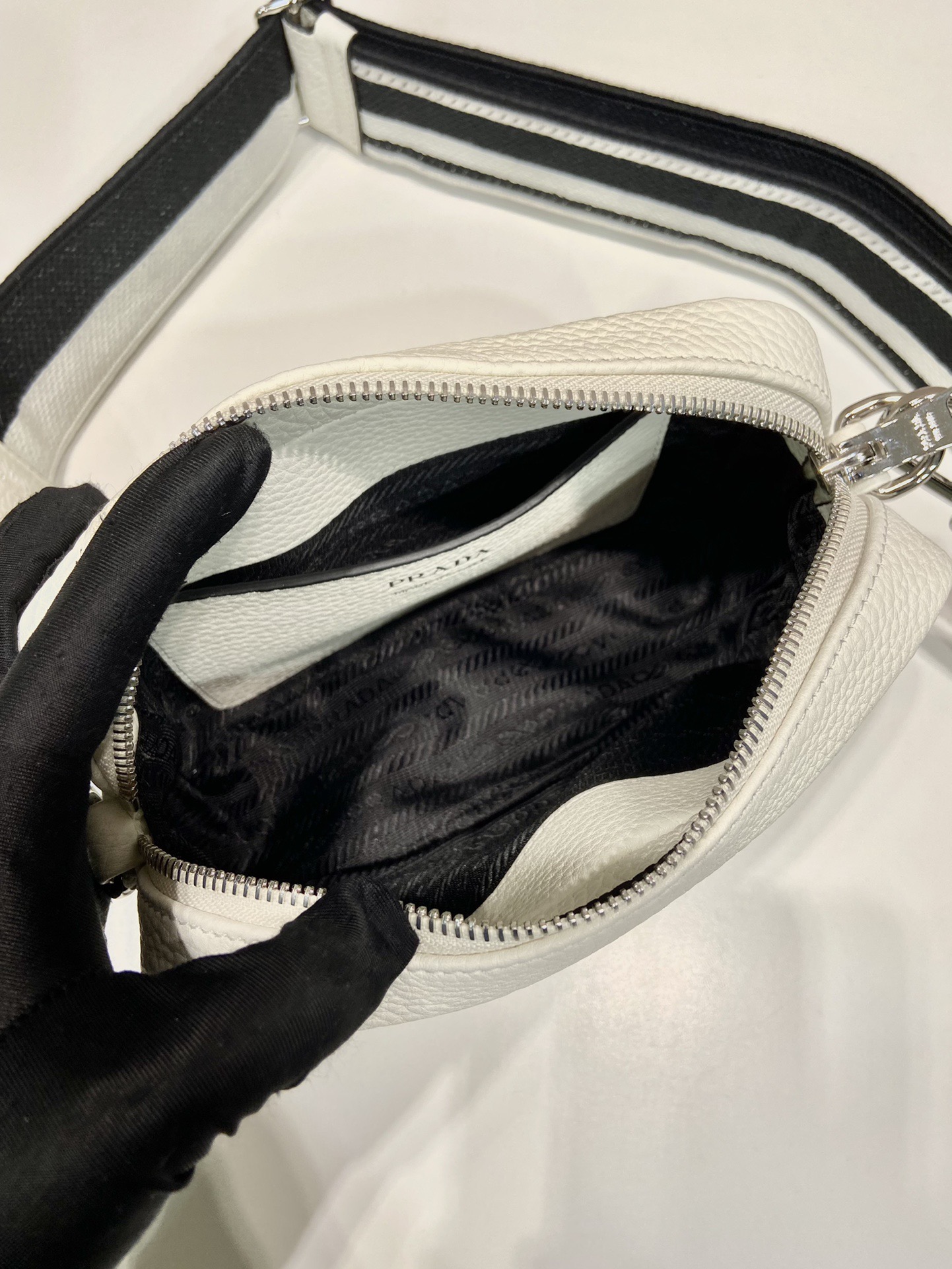 Prada 1BH192 Small Leather Shoulder Bag with Double Strap - White 9 i1755357032112 8769 0 7