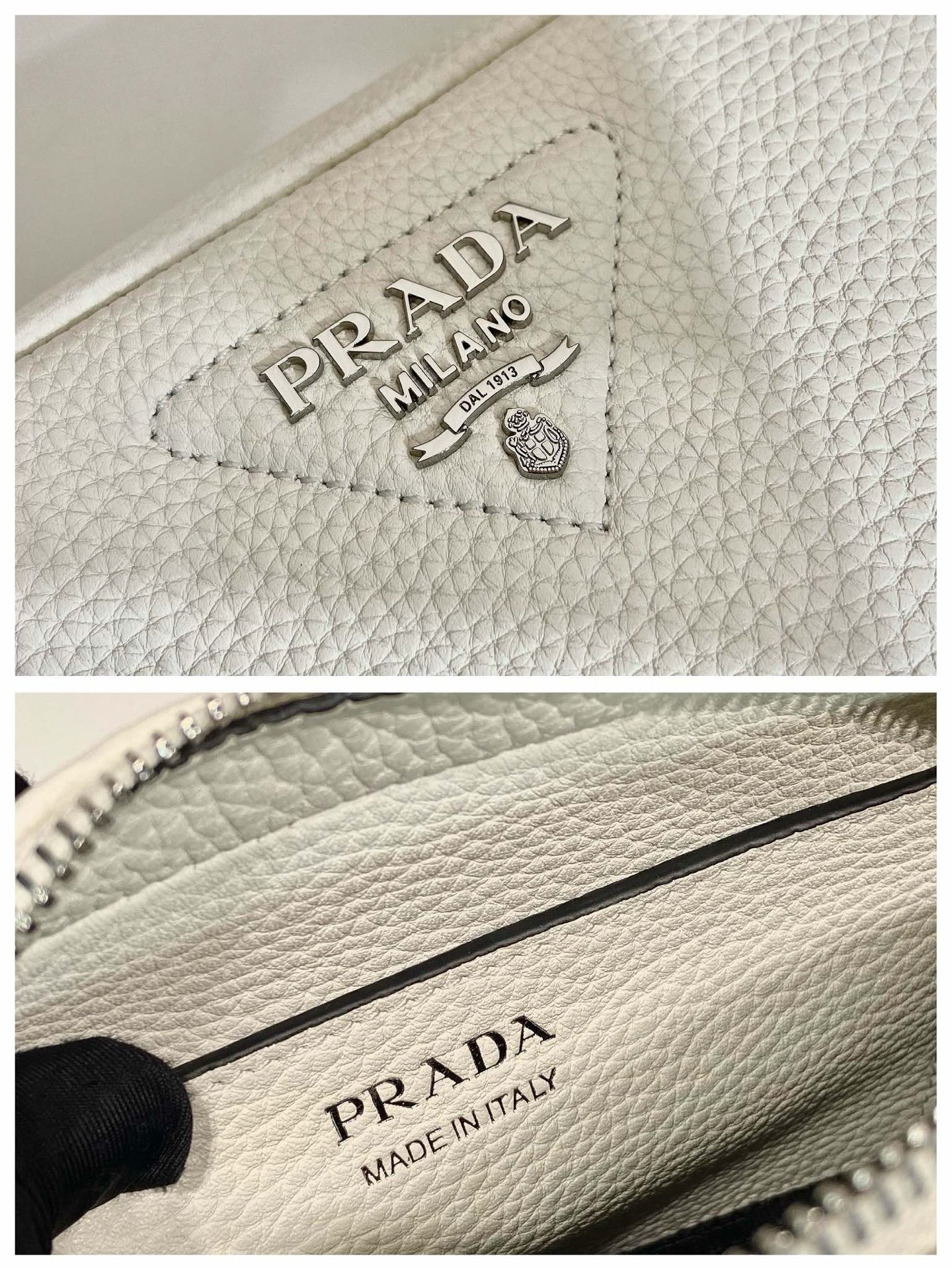 Prada 1BH192 Small Leather Shoulder Bag with Double Strap - White 10 i1755357038988 197 0 8