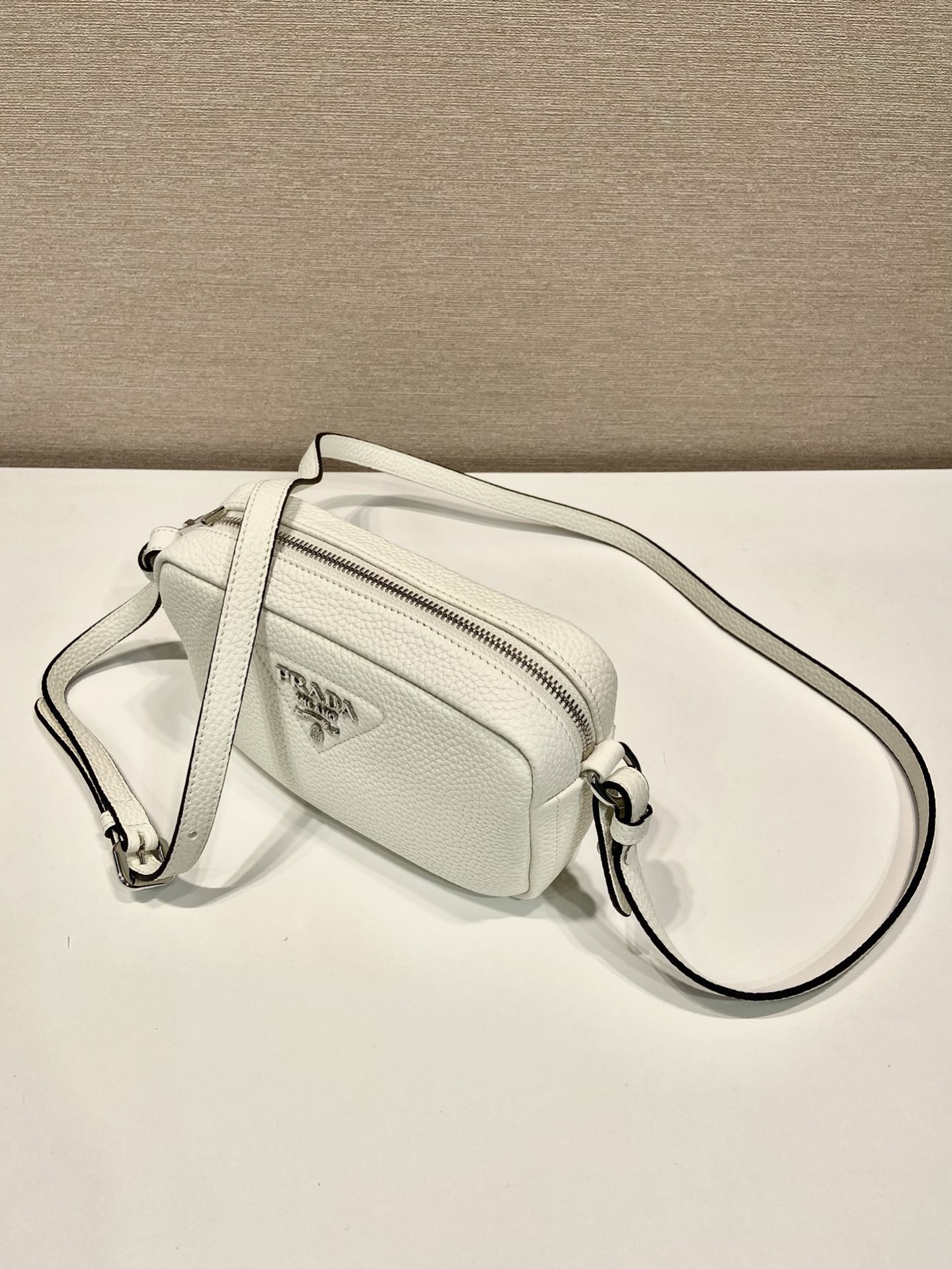 Prada 1BH192 Small Leather Shoulder Bag with Double Strap - White 4 i1755357039228 8207 0 2