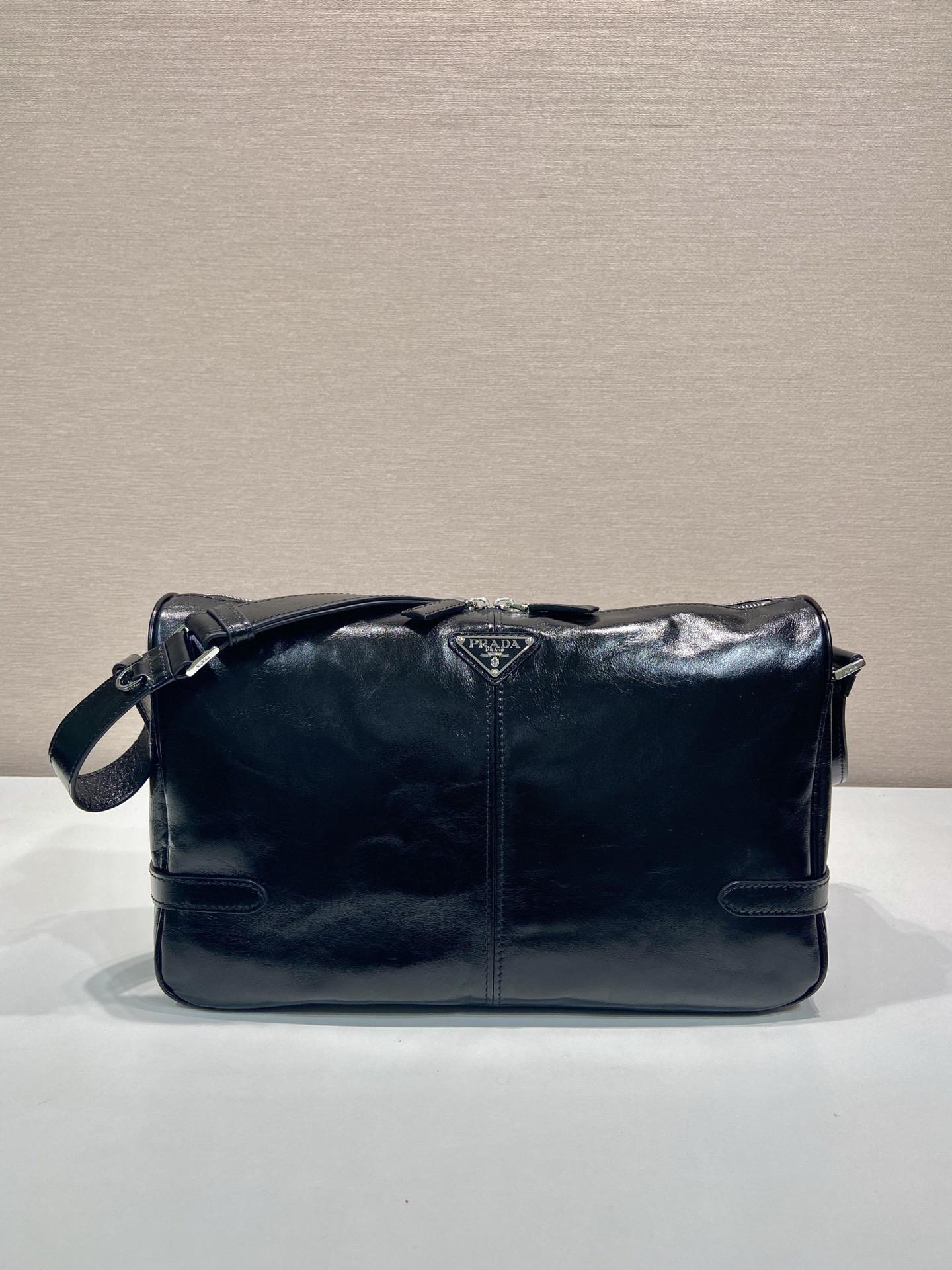 Prada 2VH187 Black Oil Waxed Leather Messenger Bag Crossbody 1 i1755680179572 2374 0 0
