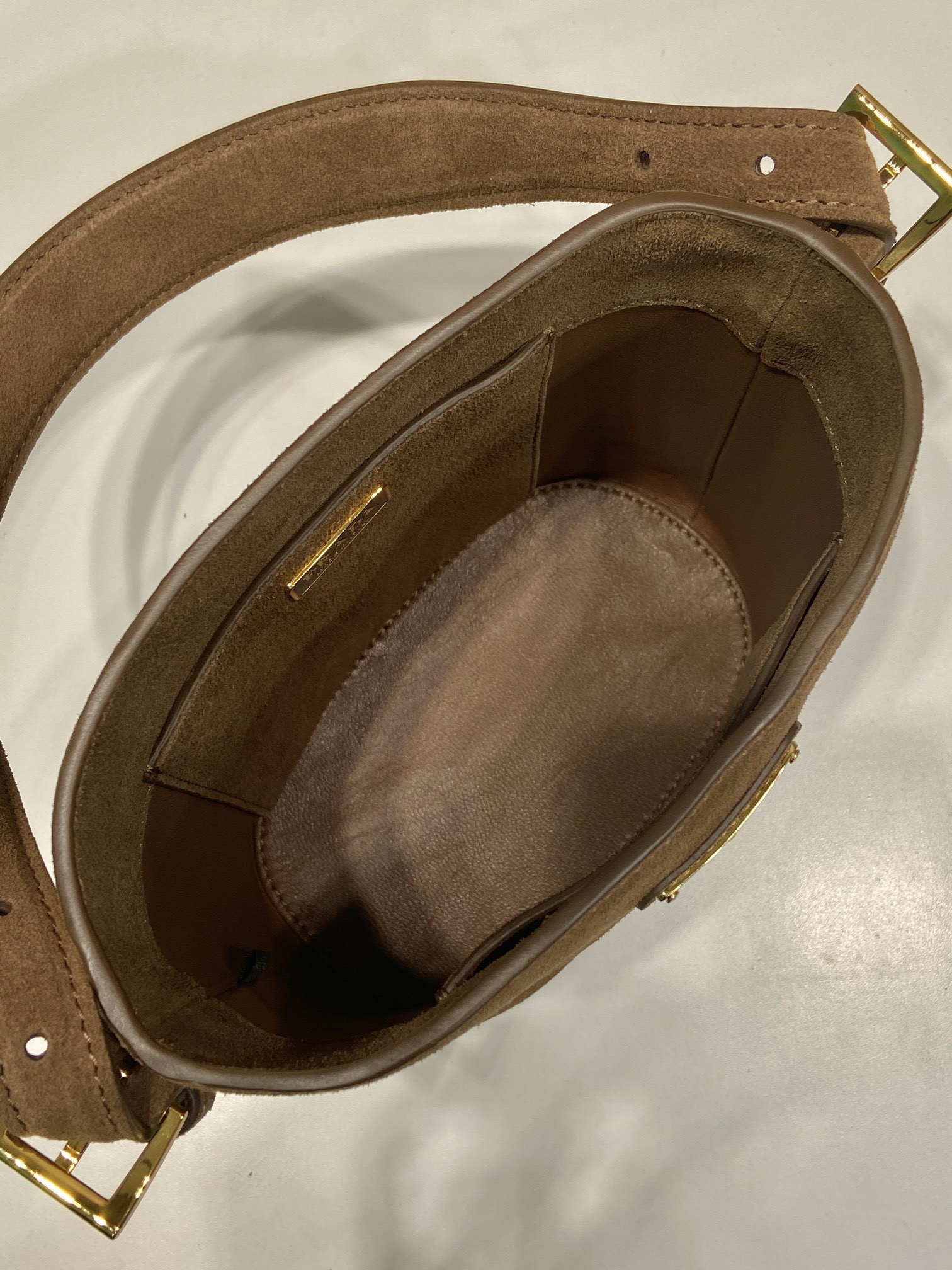 Prada Suede Bucket Bag, 1BE078A, Small Size, Adjustable Strap, Stylish Trend 8 i1756800087791 3836 0 7