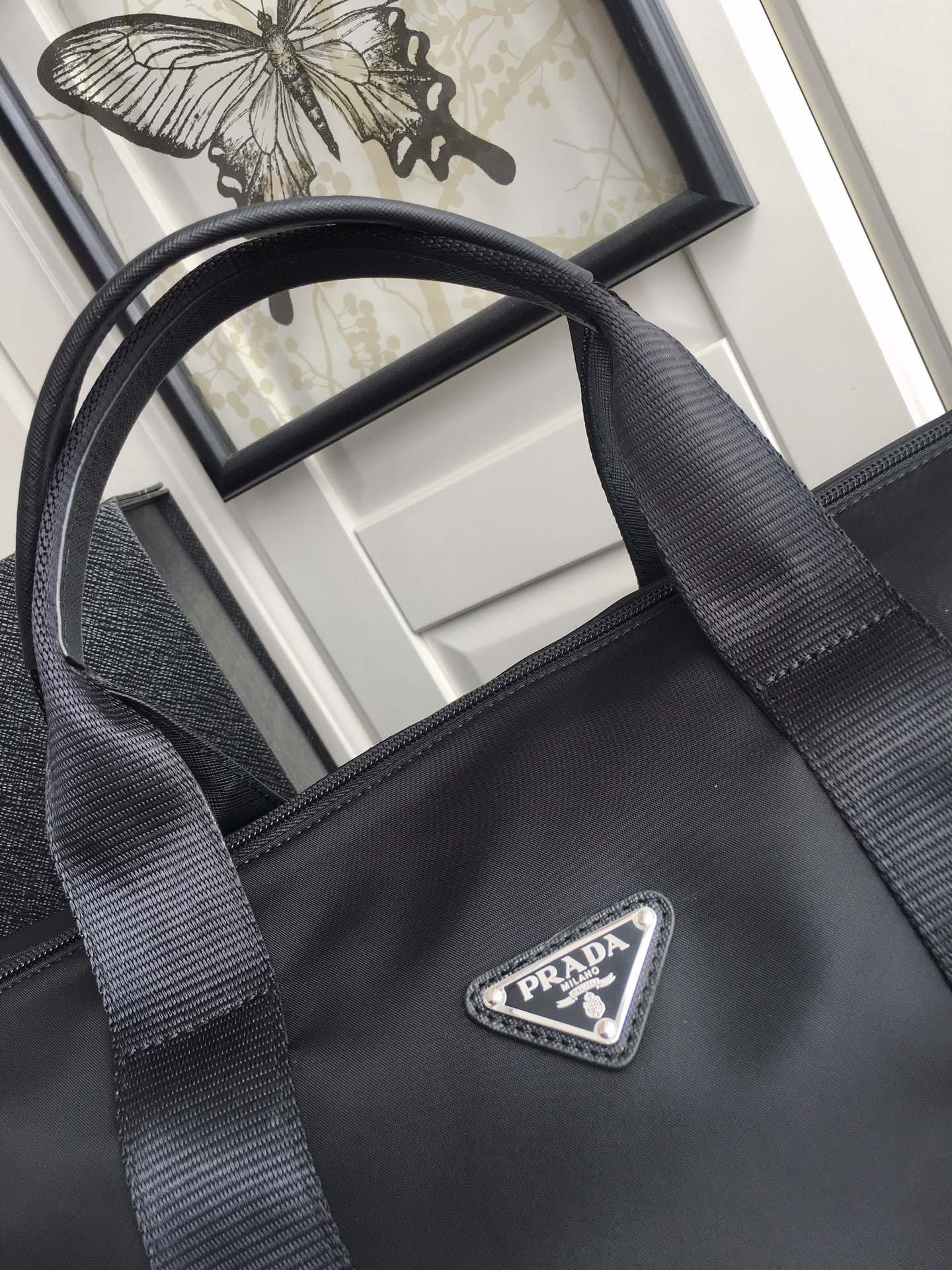 Prada Black Travel Bag with Signature Triangle Logo - Lightweight & Durable 8 i1756971918346 5985 0 6