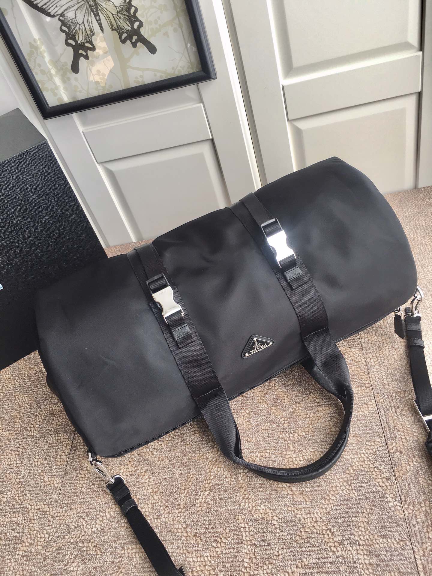 Prada Black Travel Bag with Signature Triangle Logo - Lightweight & Durable 4 i1756971918353 1190 0 2
