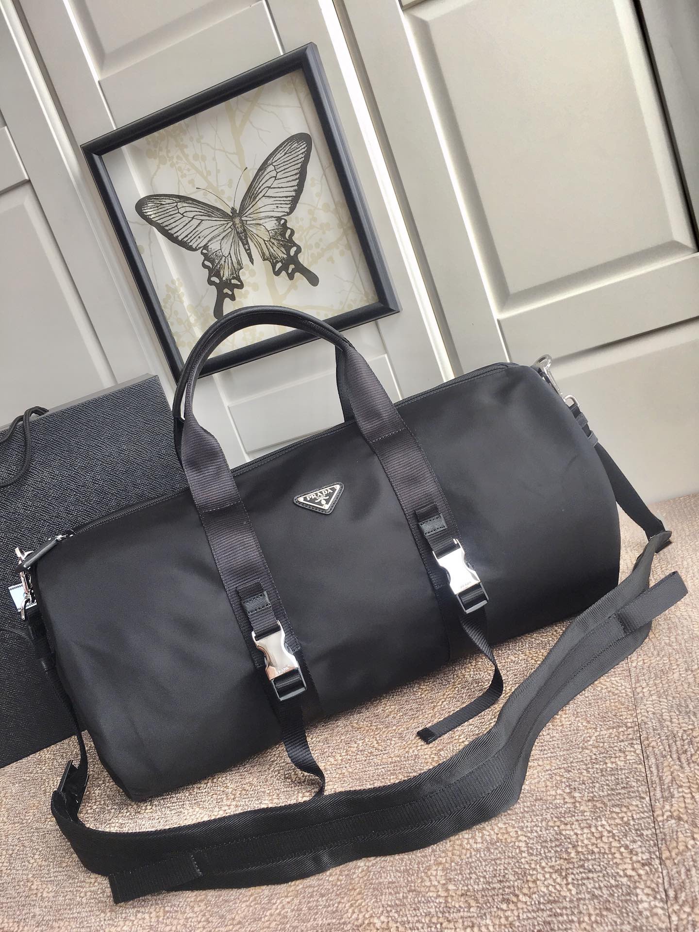 Prada Black Travel Bag with Signature Triangle Logo - Lightweight & Durable 3 i1756971921853 8222 0 1