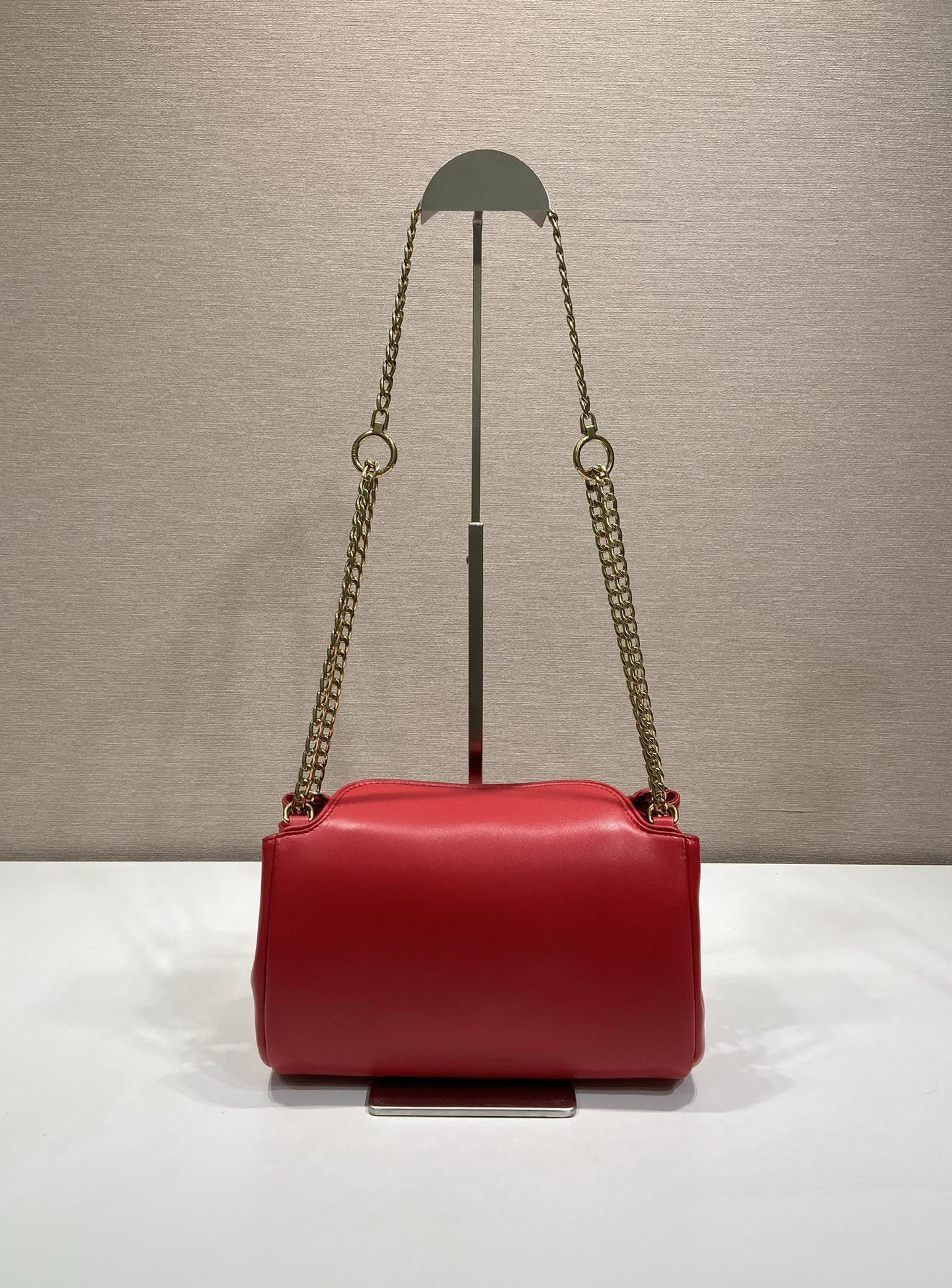 Prada Tumulte Nappa Leather Shoulder Bag with Chain Strap - 1BD395 - Red 5 i1757144859795 2045 0 3