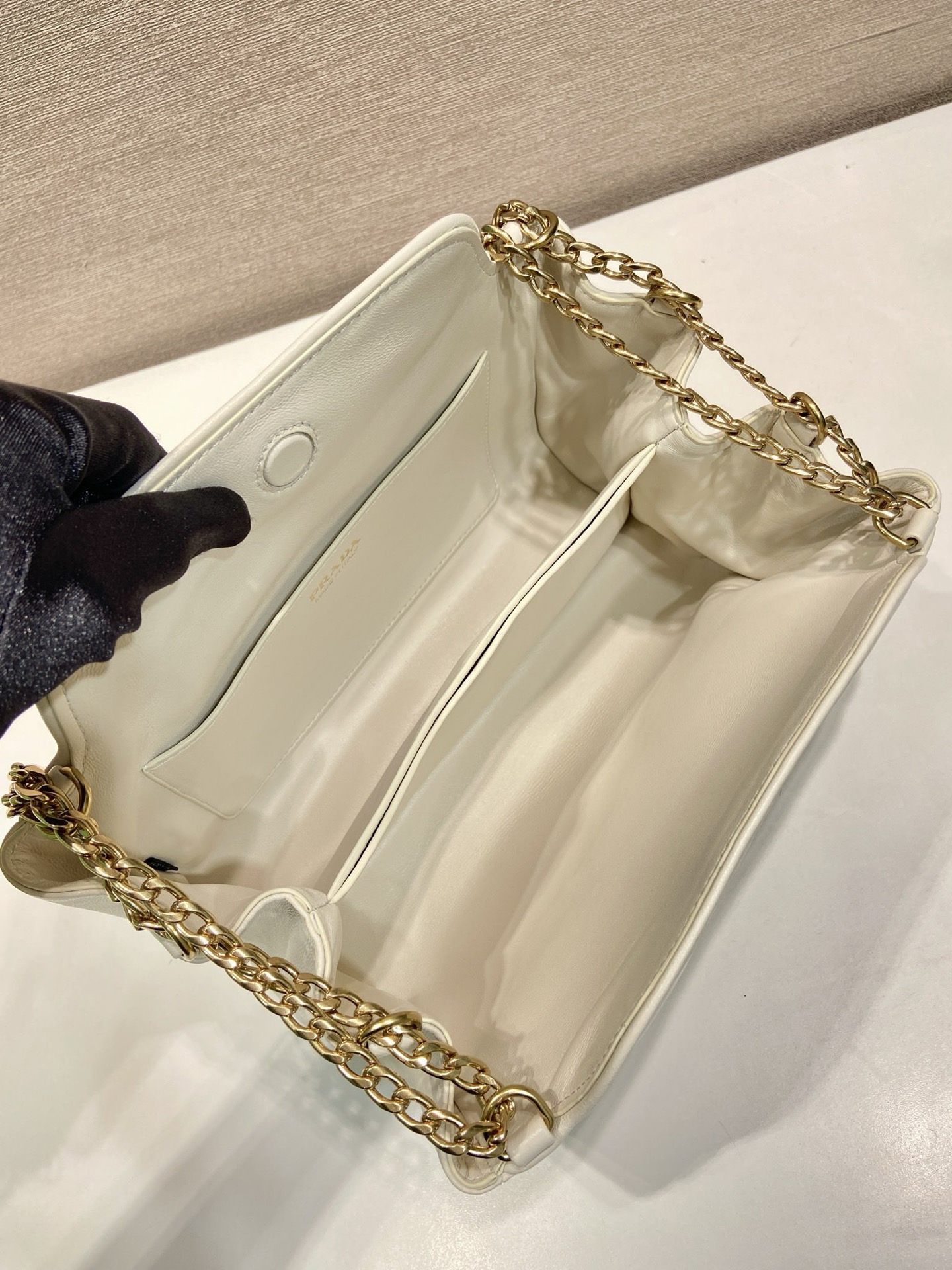 Prada Tumulte Nappa Leather Shoulder Bag with Chain Strap - 1BD395 9 i1757144997986 395 0 7