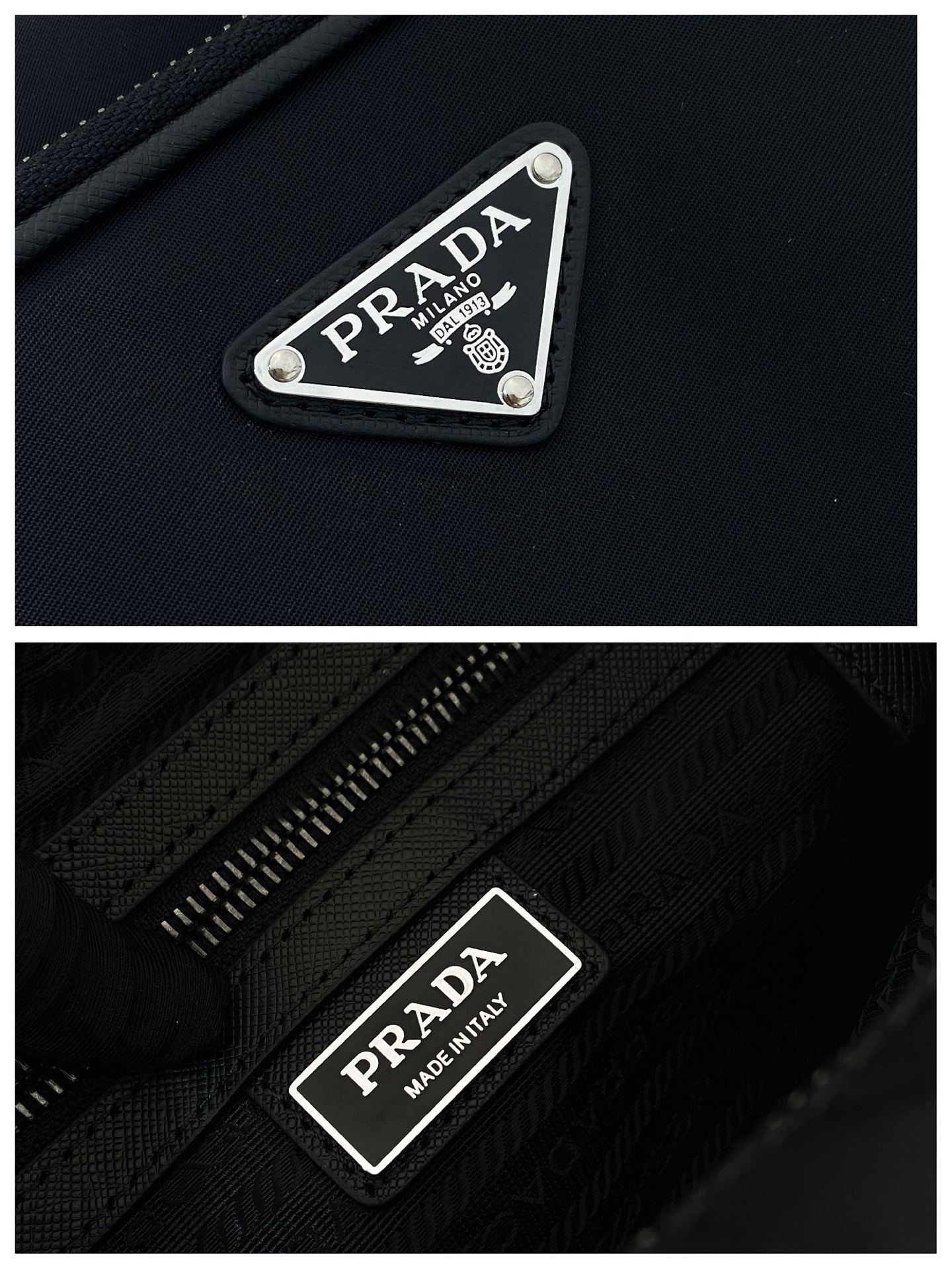 Prada Re-Nylon and Saffiano Leather Crossbody Bag, Black, 24 x 15.5 x 7 cm 10 i1757487396997 7631 0 8