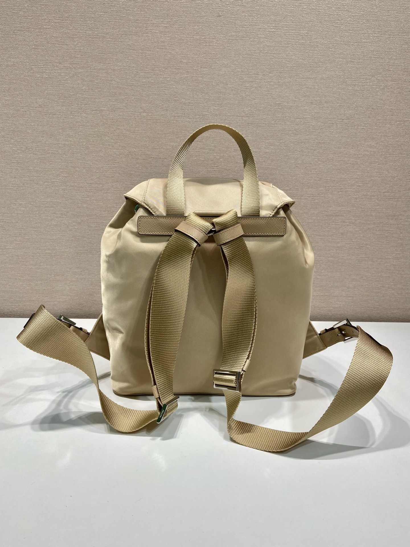 Prada 1BZ677 Small Backpack Beige Nylon and Leather Trim, 28x23.5x12cm 5 i1757663017758 2916 0 4