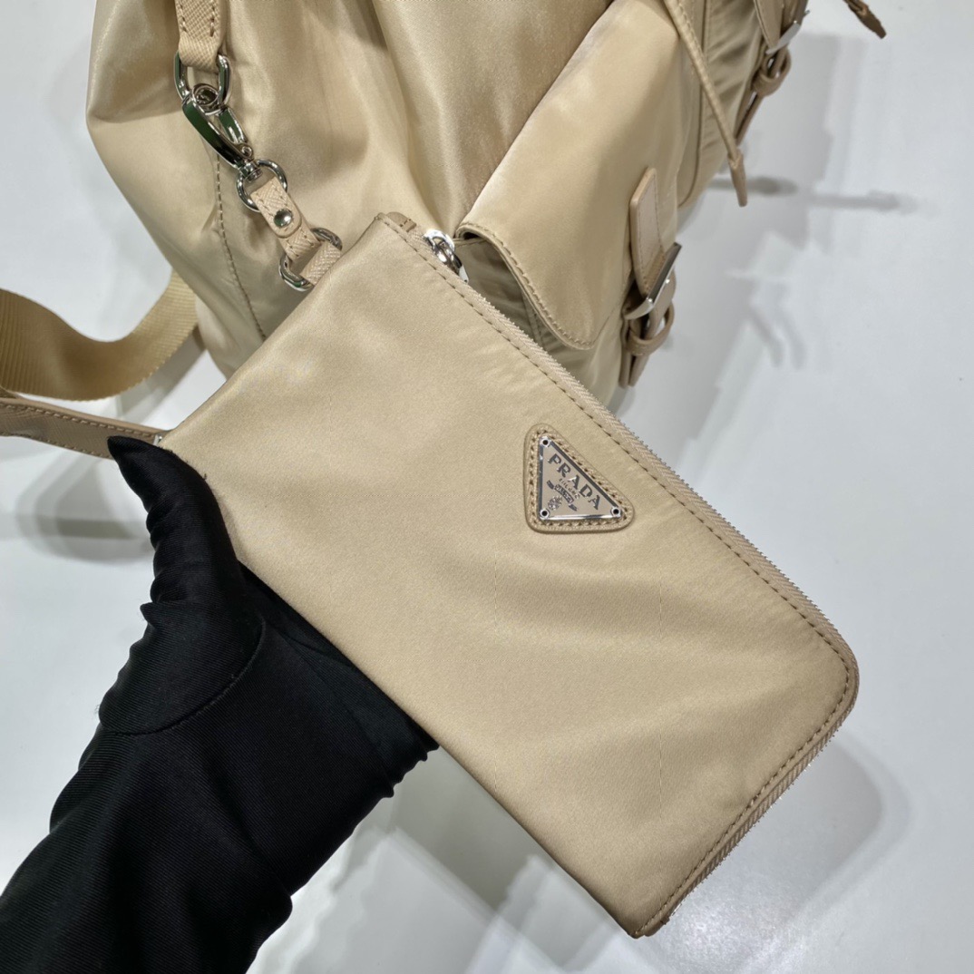 Prada 1BZ811 Nylon Backpack with Saffiano Leather Trim in Beige 7 i1757663107507 1492 0 5