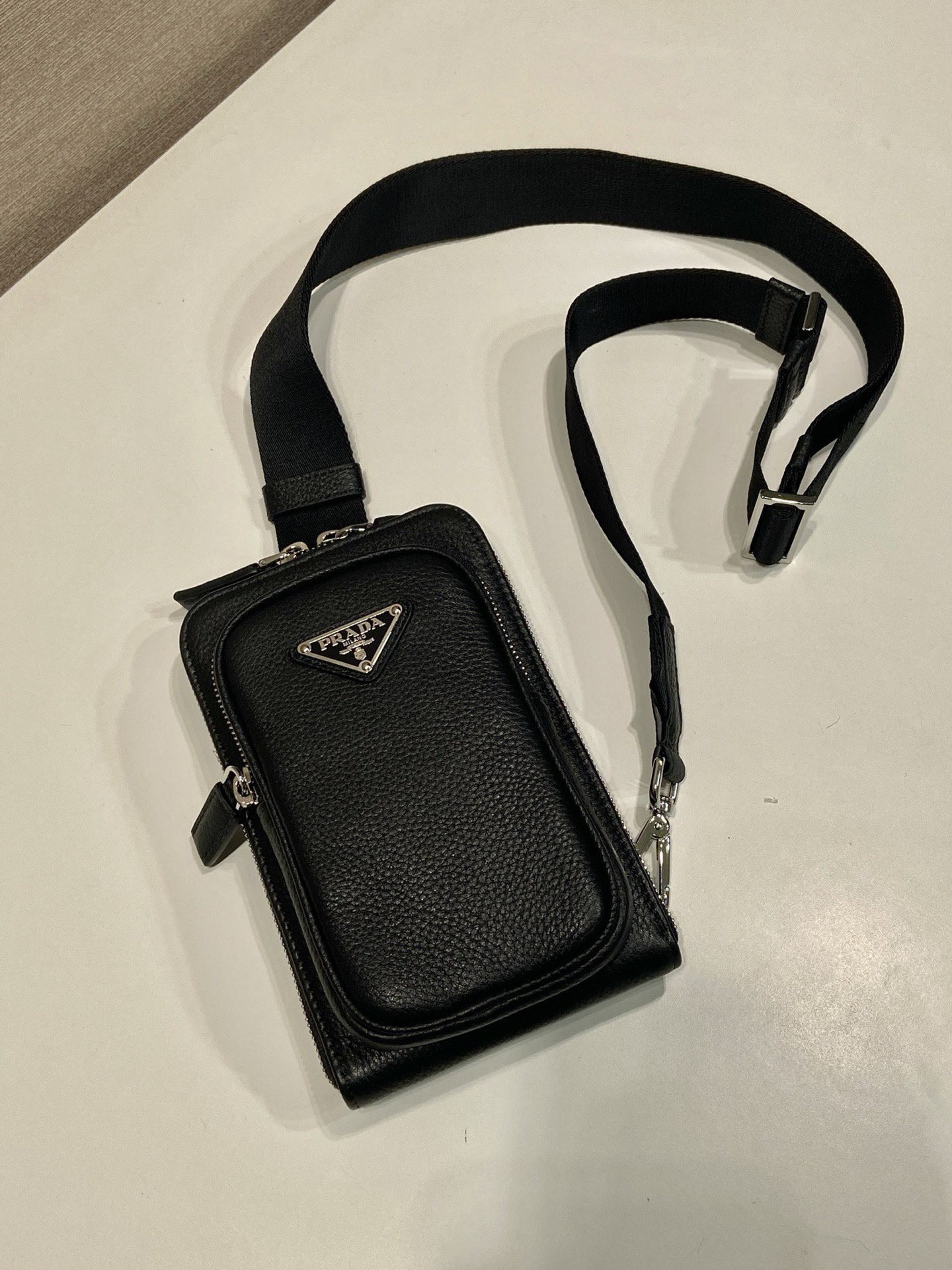 Prada Leather Smartphone Case Crossbody Bag - 2VH195 - Black 2 i1758528892740 6235 0 1