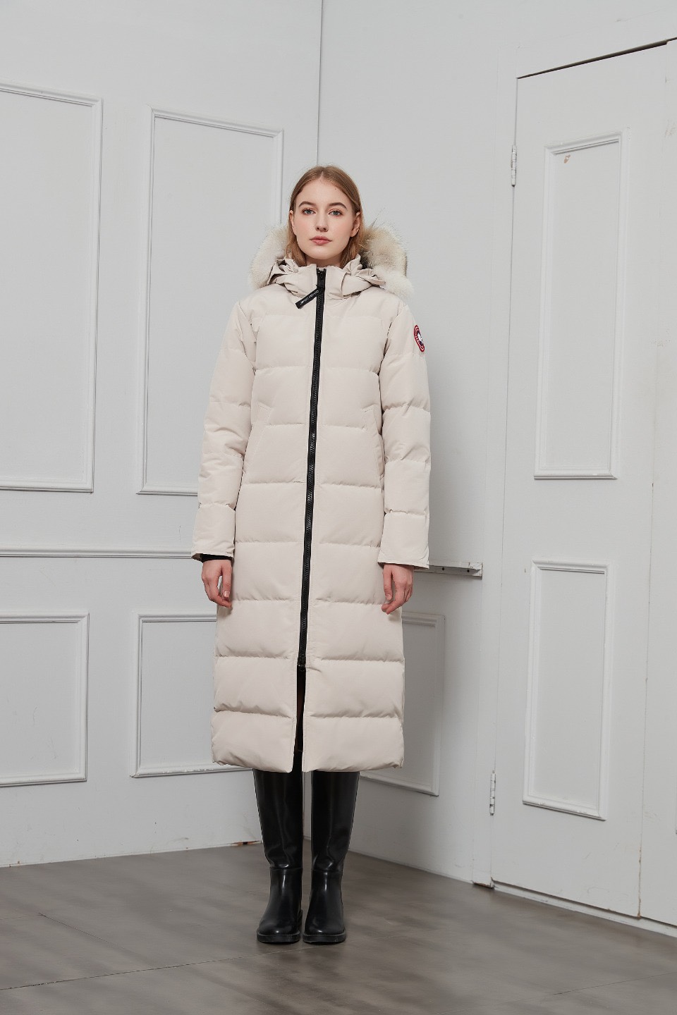 Réplica de moda diseñador
 Canada Goose Ropa Chaqueta de plumón Blanco Mujeres Algodón Nylon Plumón ganso blanco