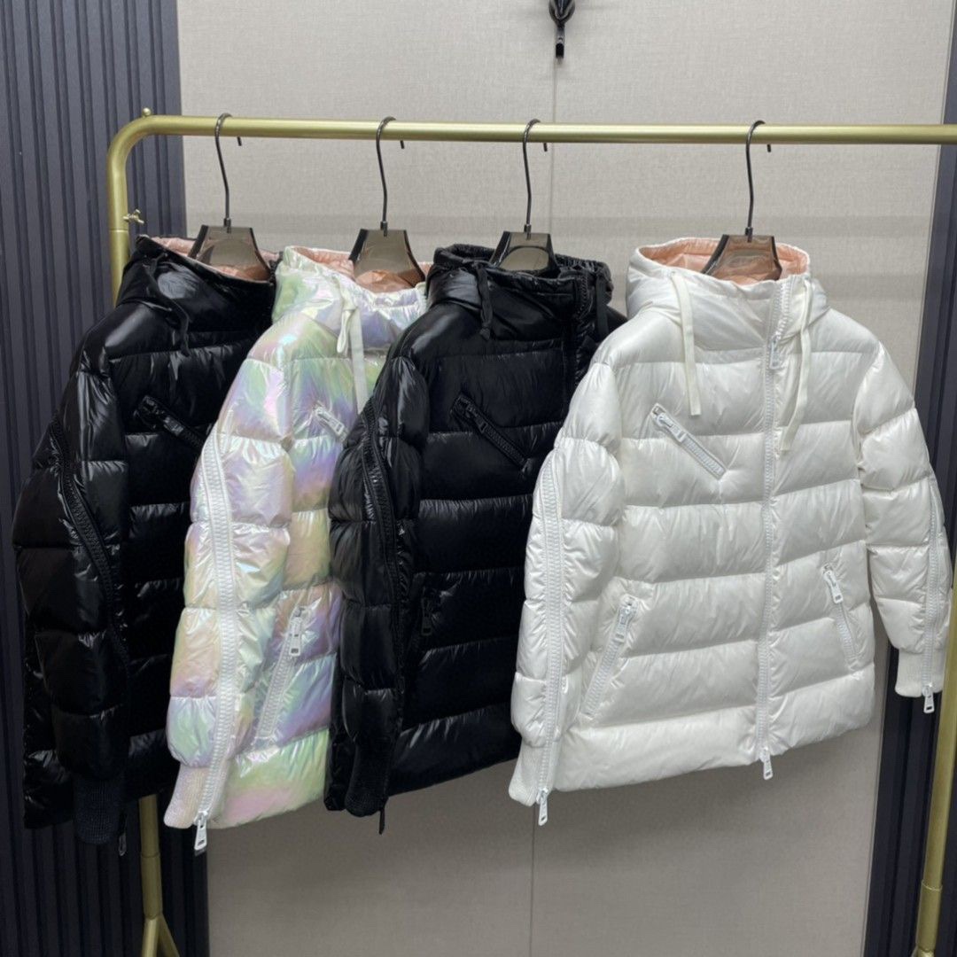 Moncler Ropa Chaqueta de plumón Negro Rosa Blanco Plumón de ganso blanco Colección invierno