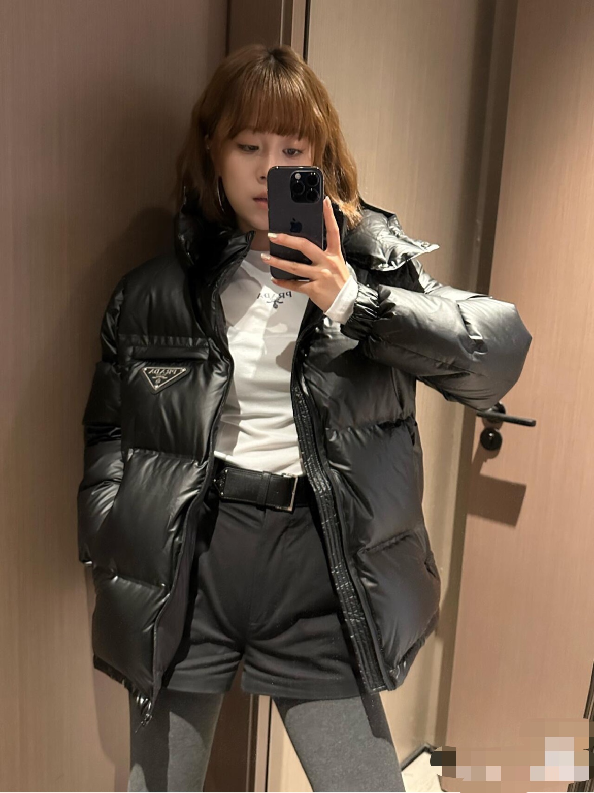 Top Prada black tech adhesive tape down jacket. Minimalist style, 90% down fill, waterproof, windproof. Colors: black, earth gray. Sizes: 48-56.-Big cat