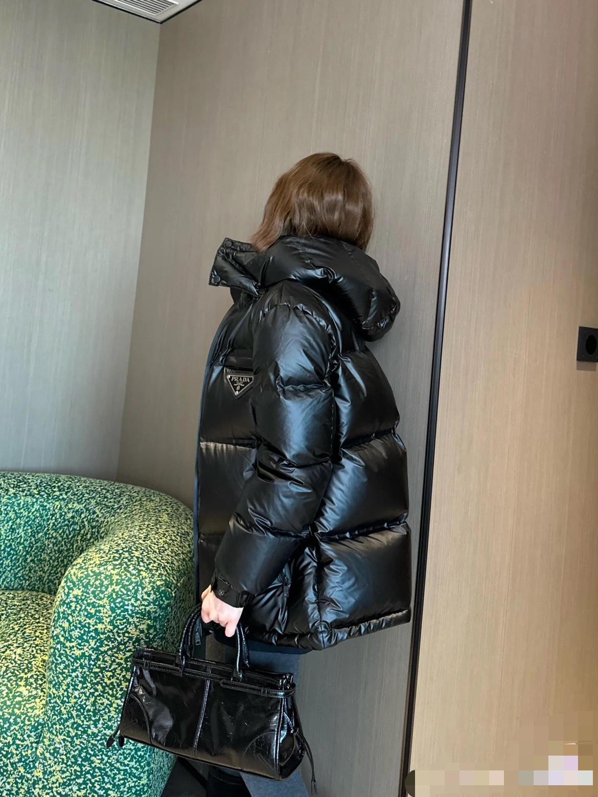Top Prada black tech adhesive tape down jacket. Minimalist style, 90% down fill, waterproof, windproof. Colors: black, earth gray. Sizes: 48-56.-Big cat