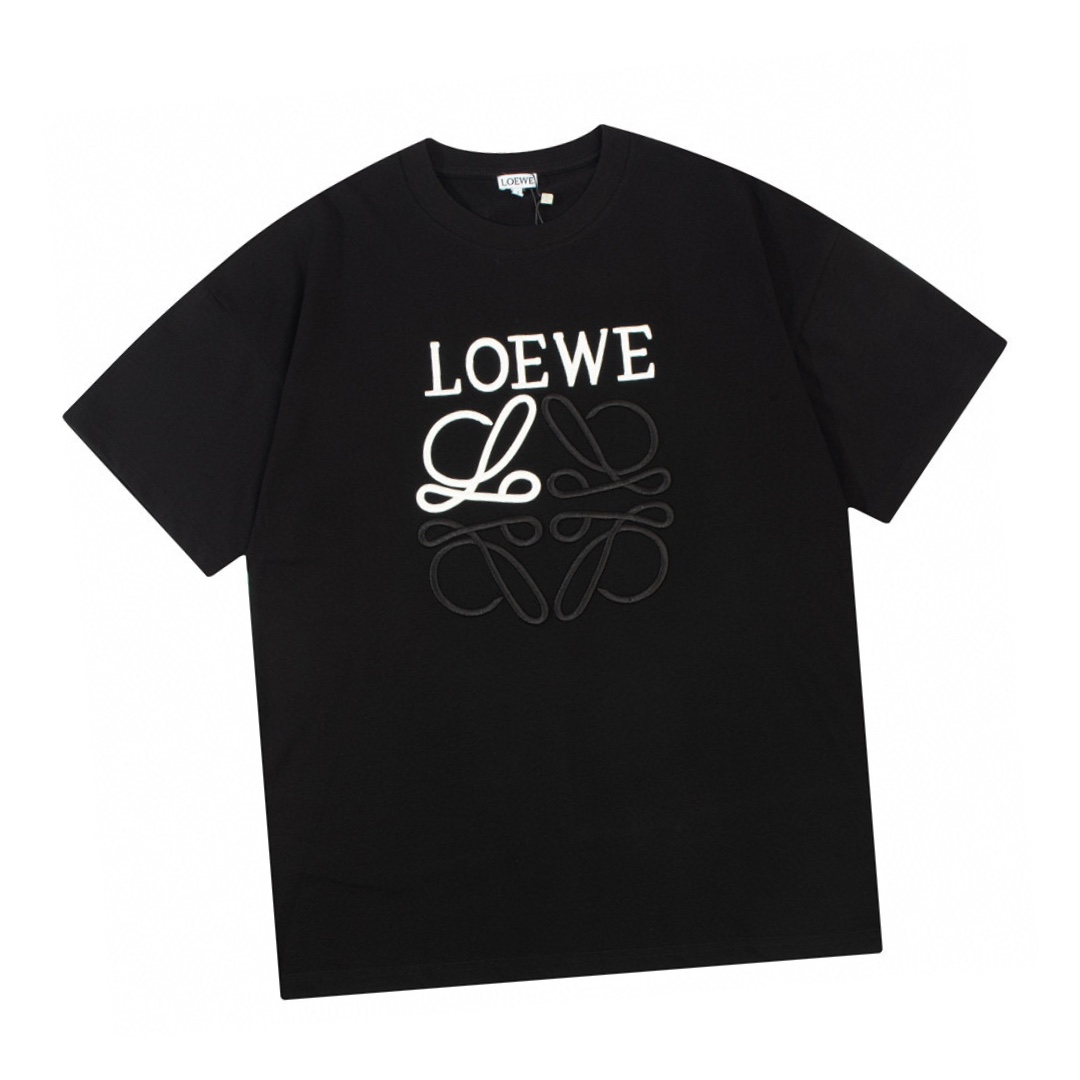 罗意威/Loewe 夏季新款 撞色刺绣字母logo圆领短袖T恤