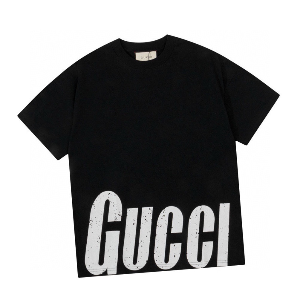 Gucci x Blcg 夏季新品 联名款前后破裂字母印花圆领短袖T恤