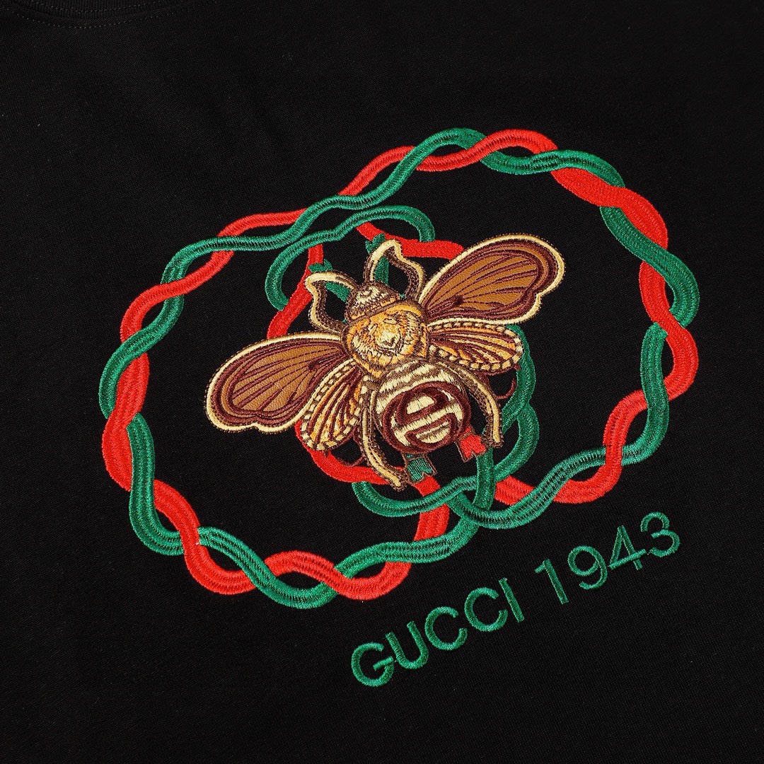 古驰/Gucci 夏季新品 小蜜蜂刺绣圆领短袖T恤