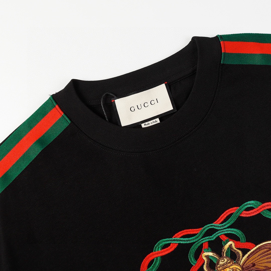 古驰/Gucci 夏季新品 小蜜蜂刺绣圆领短袖T恤