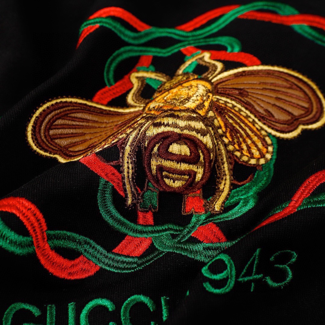 古驰/Gucci 夏季新品 小蜜蜂刺绣圆领短袖T恤