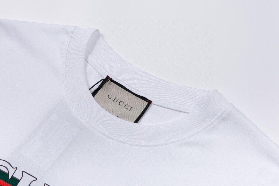 古驰/Gucci 夏季新品 织带字母印花圆领短袖T恤