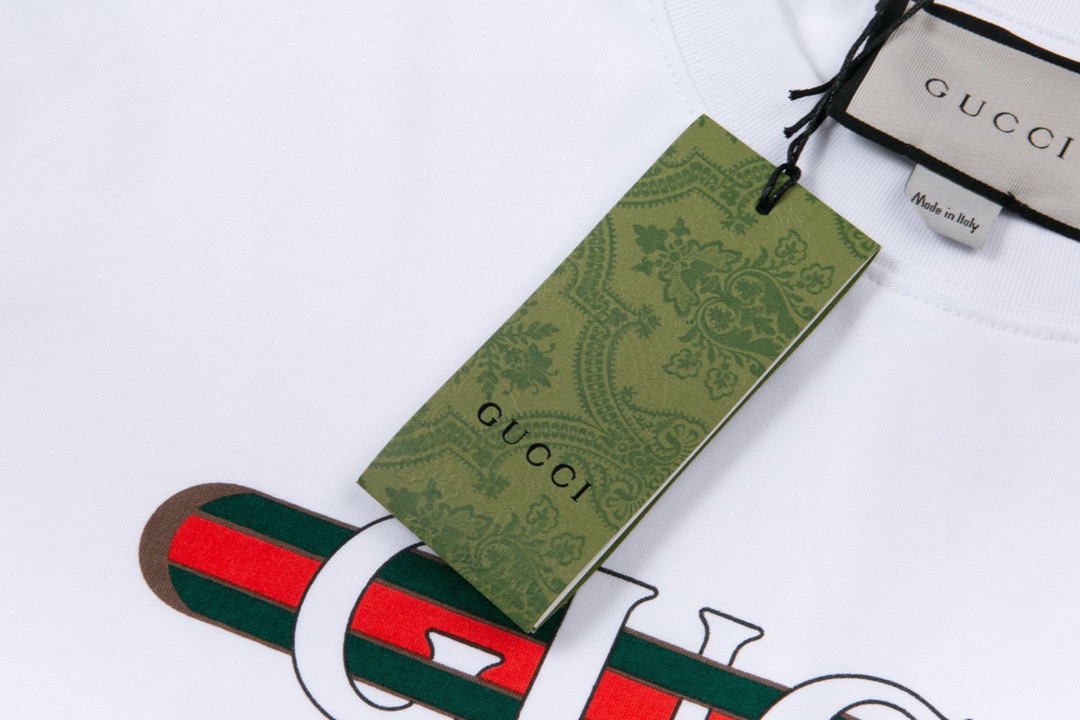 古驰/Gucci 夏季新品 织带字母印花圆领短袖T恤