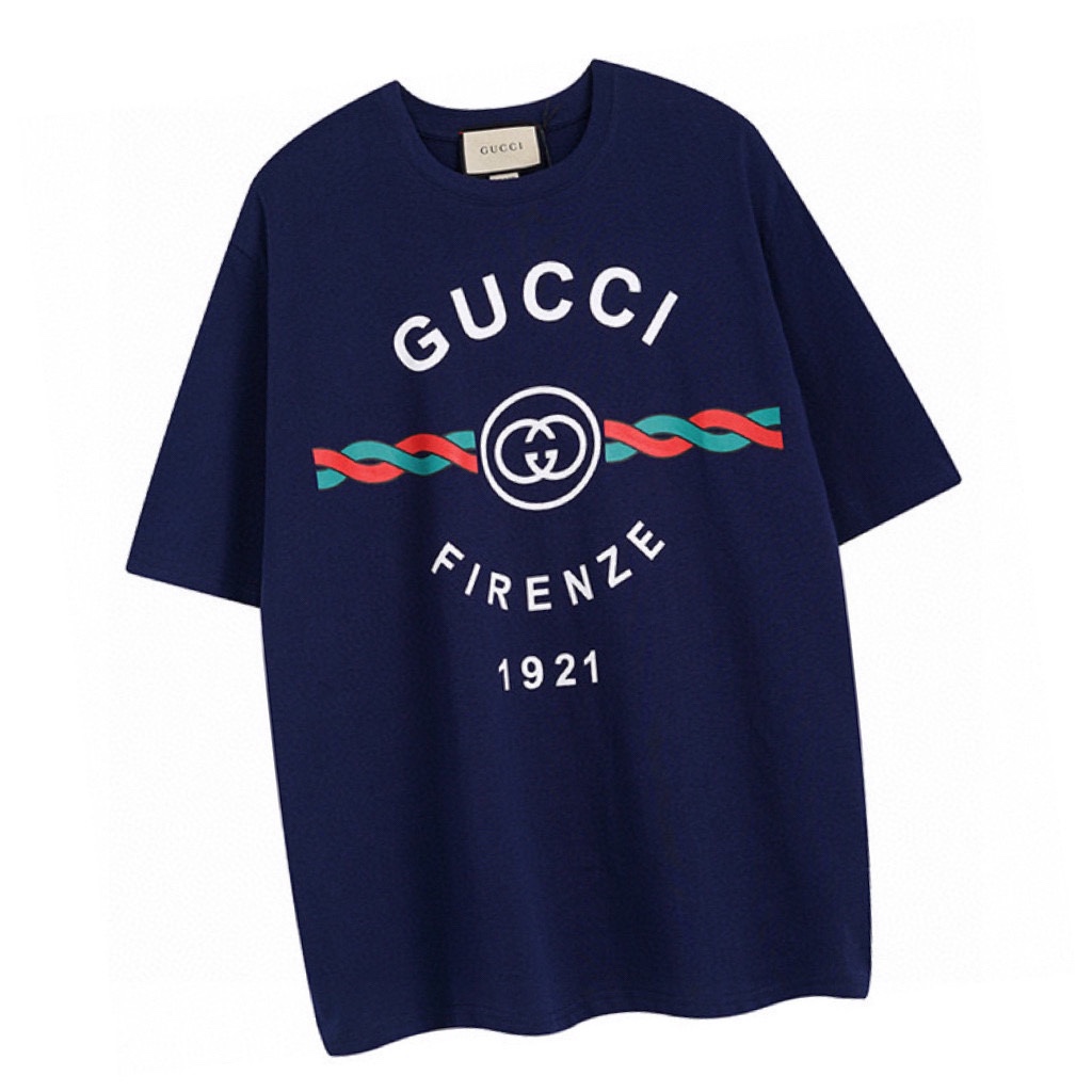 古驰/Gucci 夏季新款 1921麻花字母logo印花圆领短袖T恤