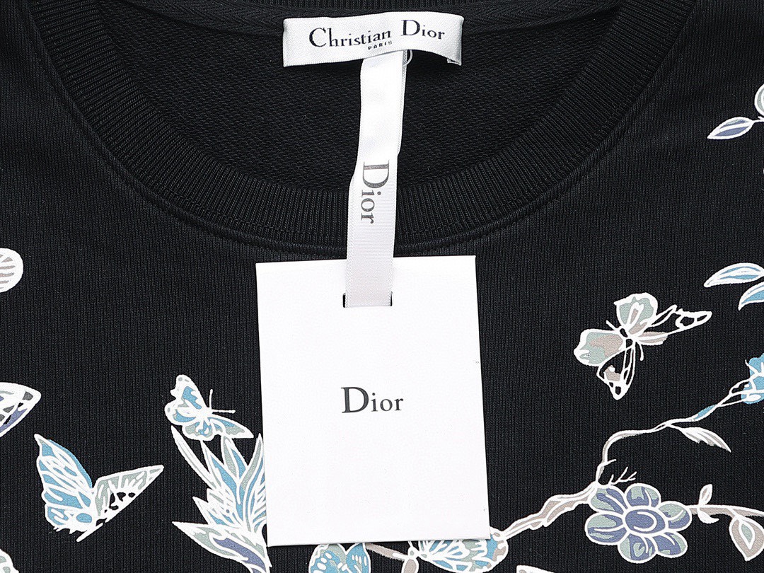 迪奥/Dior 秋冬新品 数码喷印蝴蝶花卉印花圆领卫衣