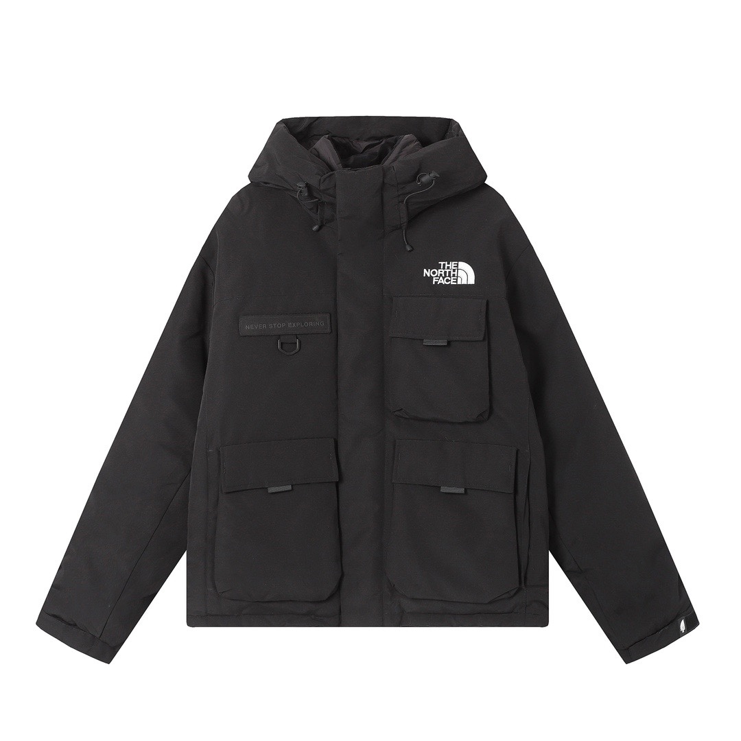 北面/The North Face 多口袋工装连帽羽绒服 刺绣采用进口田岛绣花 万针刺绣