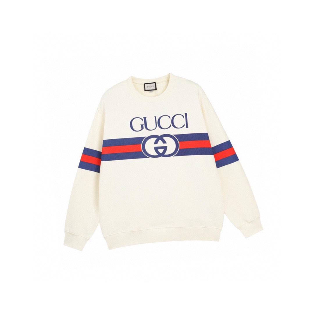 古驰/Gucci 秋冬新品 互扣式织带字母印花圆领卫衣