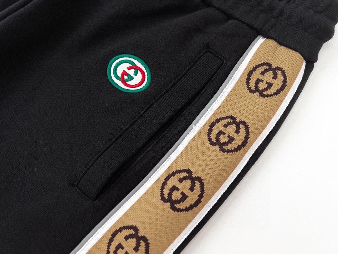 古驰/Gucci 秋冬新品 侧边字母织带反光条休闲长裤
