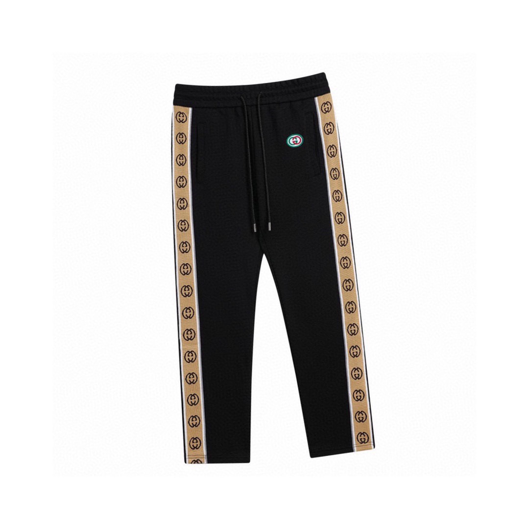 古驰/Gucci 秋冬新品 侧边字母织带反光条休闲长裤