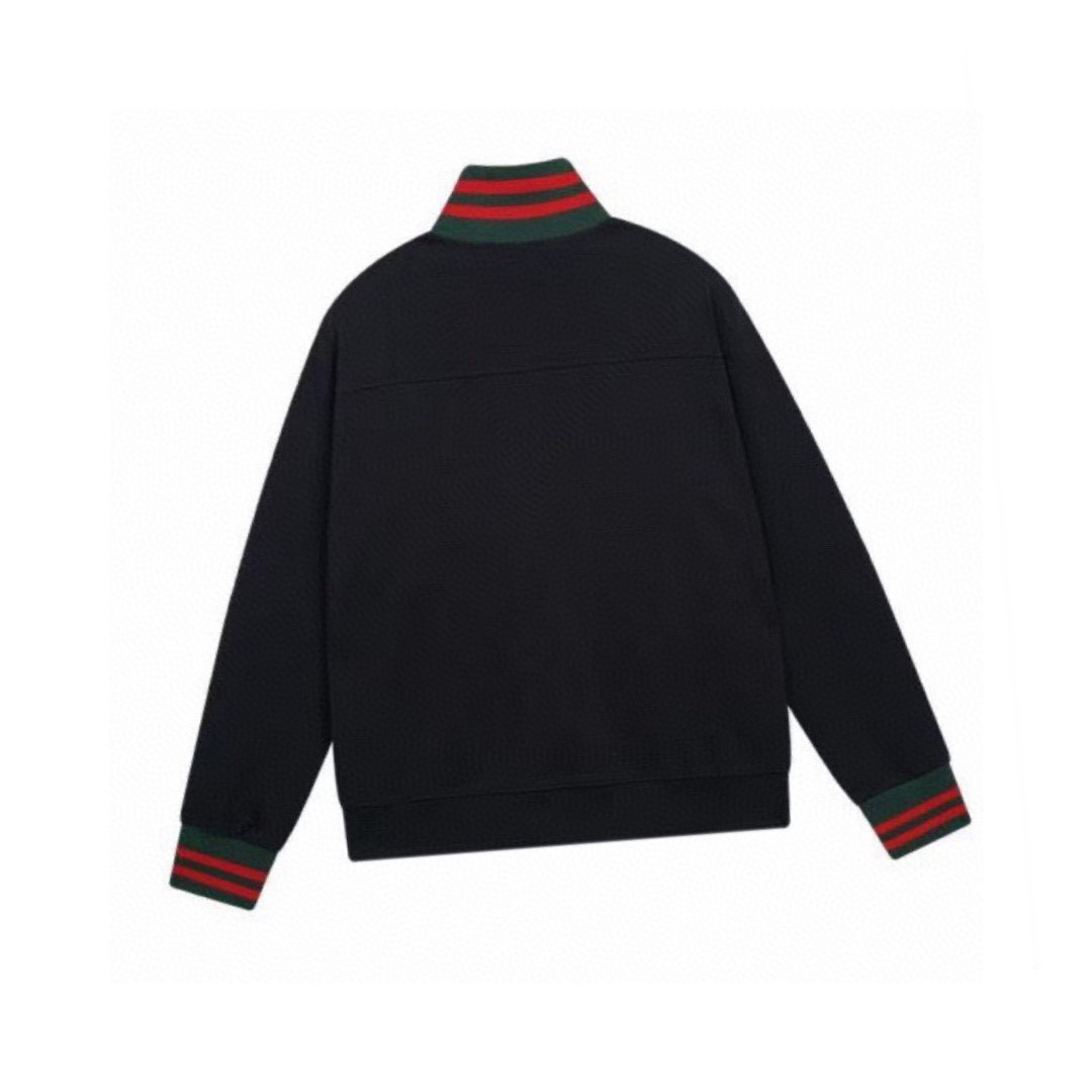 古驰/Gucci 秋冬新品 口袋饰红绿条纹织带连帽外套