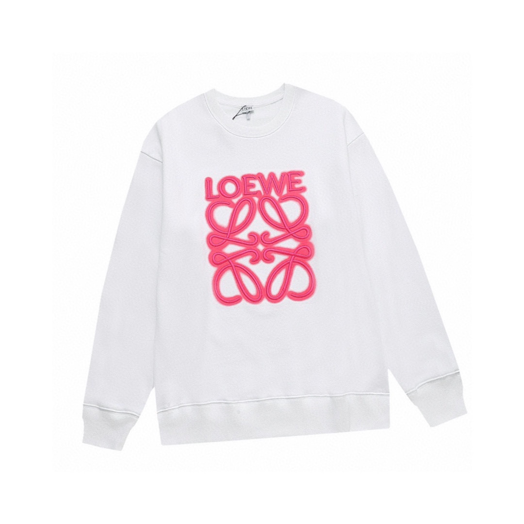罗意威/Loewe 秋冬新品 粉色字母logo刺绣圆领卫衣