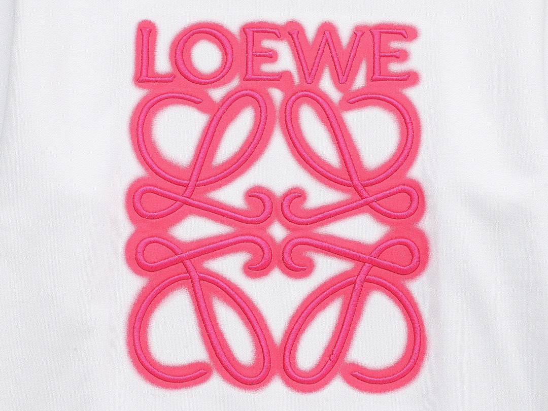 罗意威/Loewe 秋冬新品 粉色字母logo刺绣圆领卫衣