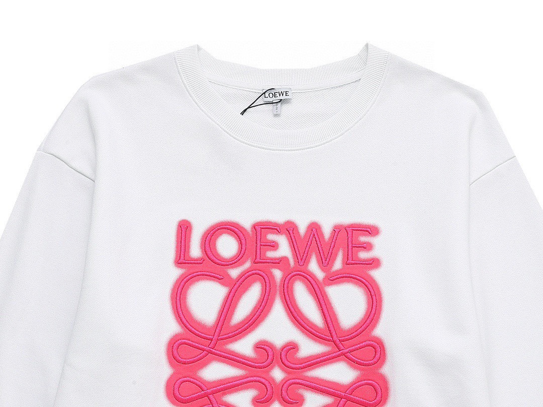 罗意威/Loewe 秋冬新品 粉色字母logo刺绣圆领卫衣