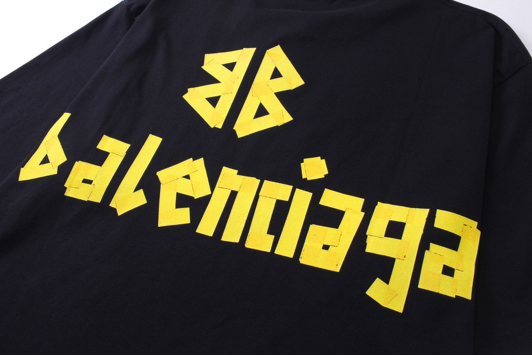 巴黎世家/Balenciaga 夏季新款 胶带水洗做旧圆领短袖T恤