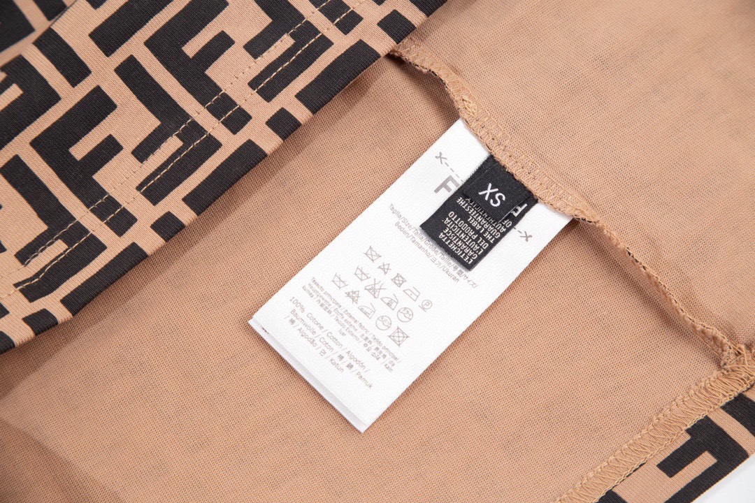 芬迪/Fendi 夏季新品 双F满印花圆领短袖T恤 灰色/黄色