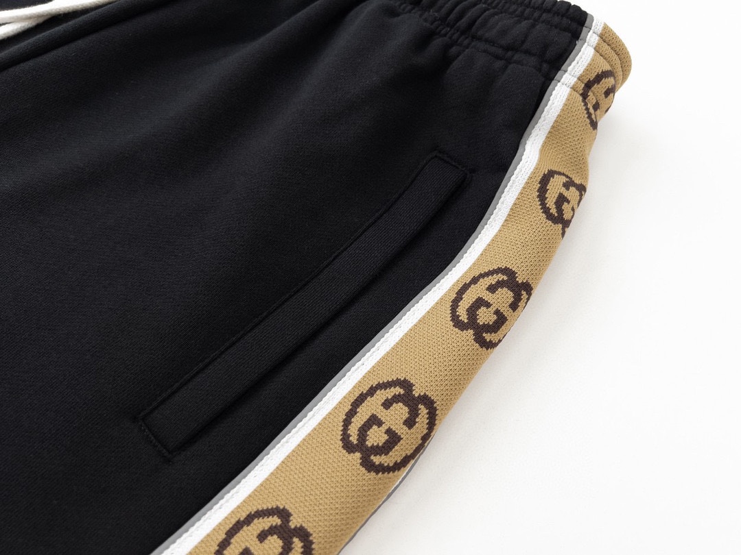 古驰/Gucci 夏季新款侧边反光织带休闲短裤两侧经典品牌logo
