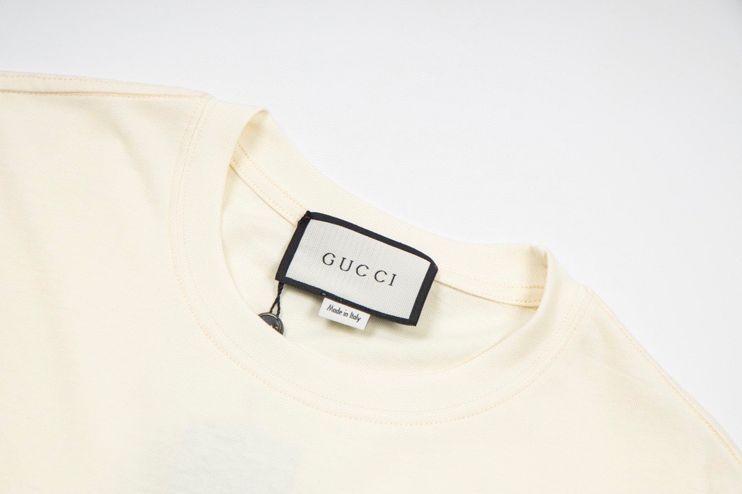 古驰/Gucci 春夏新款 经典字母同色刺绣圆领短袖T恤