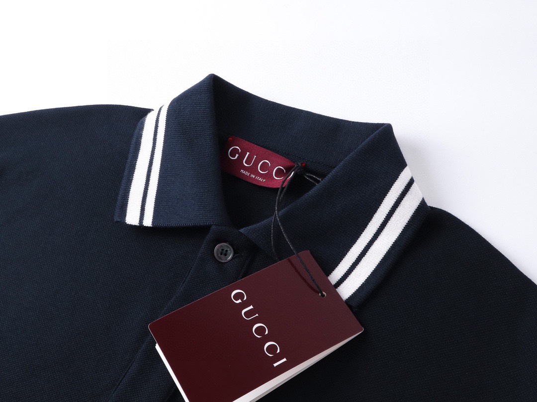 古驰/Gucci 夏季新款 口袋字母刺绣翻领短袖polo衫