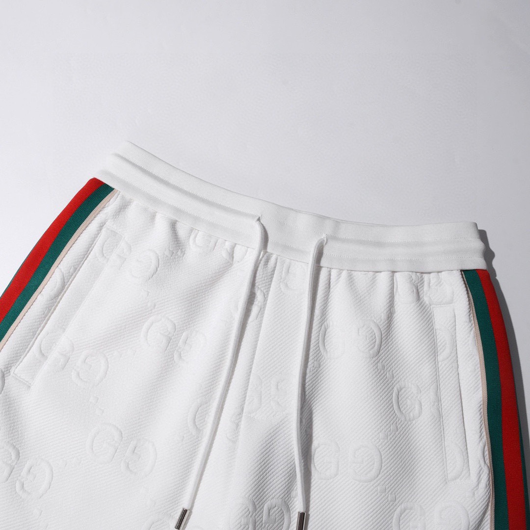 古驰/Gucci 夏季新款 提花字母拼接红绿织带休闲短裤