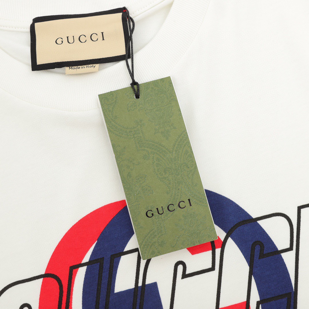 古驰/Gucci 夏季新款红蓝双G字母印花圆领短袖T恤