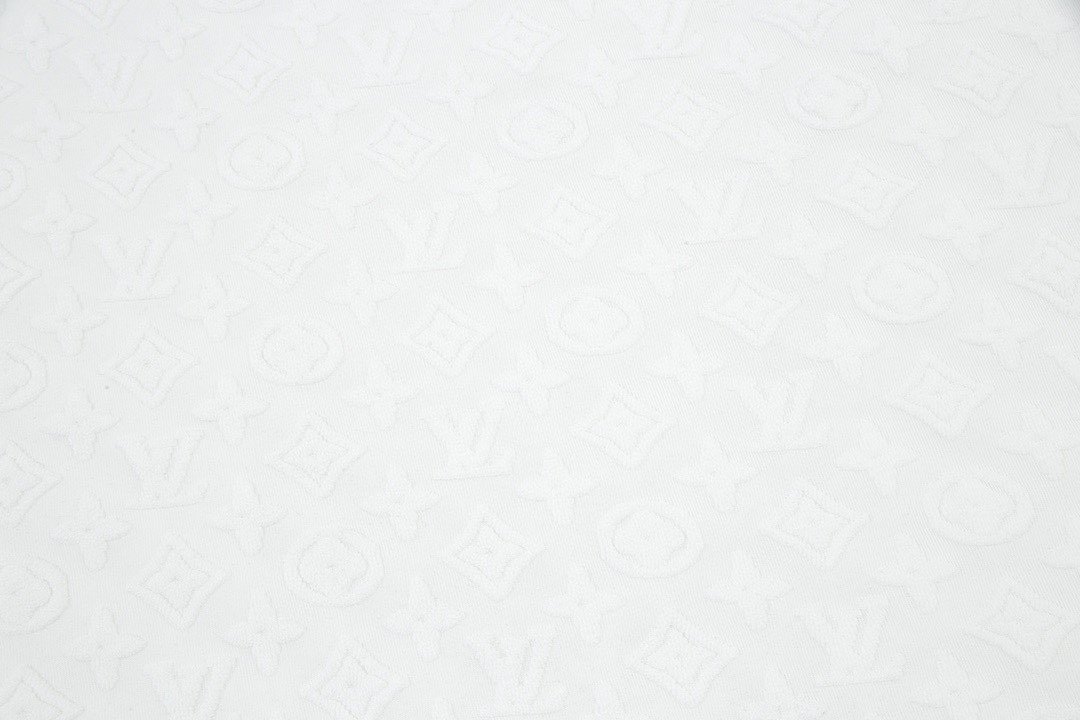 路易威登/Louis Vuitton 夏季新款 植绒提花毛巾绣圆领短袖T恤 白色/黑色