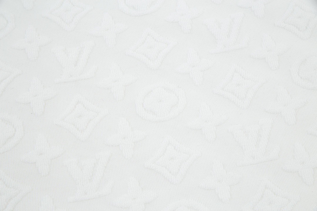 路易威登/Louis Vuitton 夏季新款 植绒提花毛巾绣圆领短袖T恤 白色/黑色