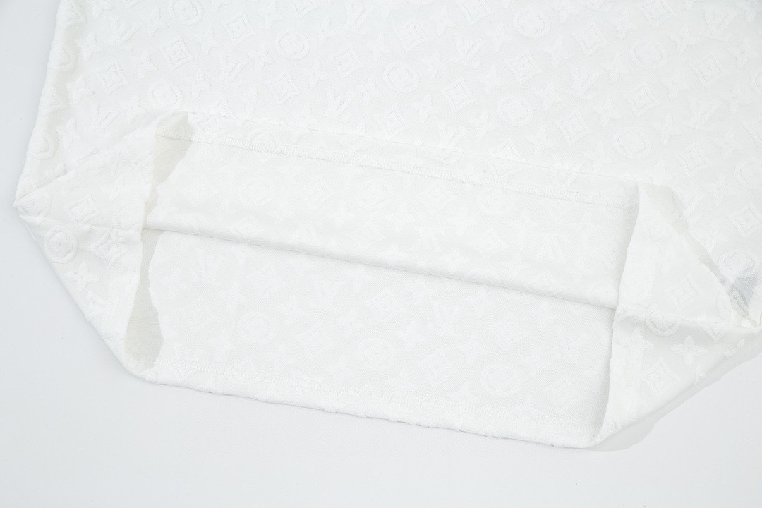 路易威登/Louis Vuitton 夏季新款 植绒提花毛巾绣圆领短袖T恤 白色/黑色