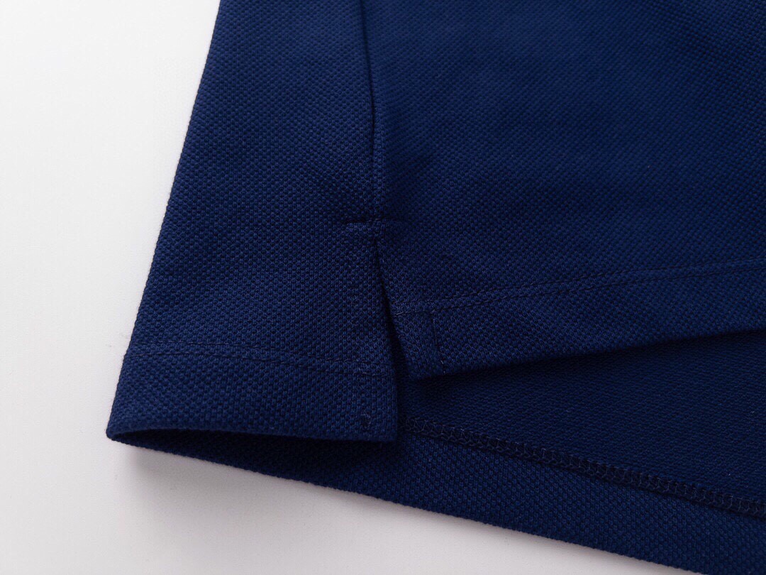 古驰/Gucci 夏季新品 口袋小双G刺绣翻领短袖polo衫 藏蓝色/米白色