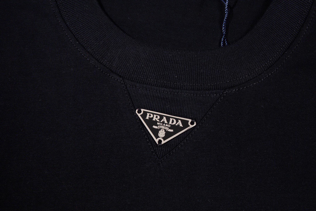普拉达/Prada 夏季新款 经典三角字母圆领短袖T恤 黑色/白色