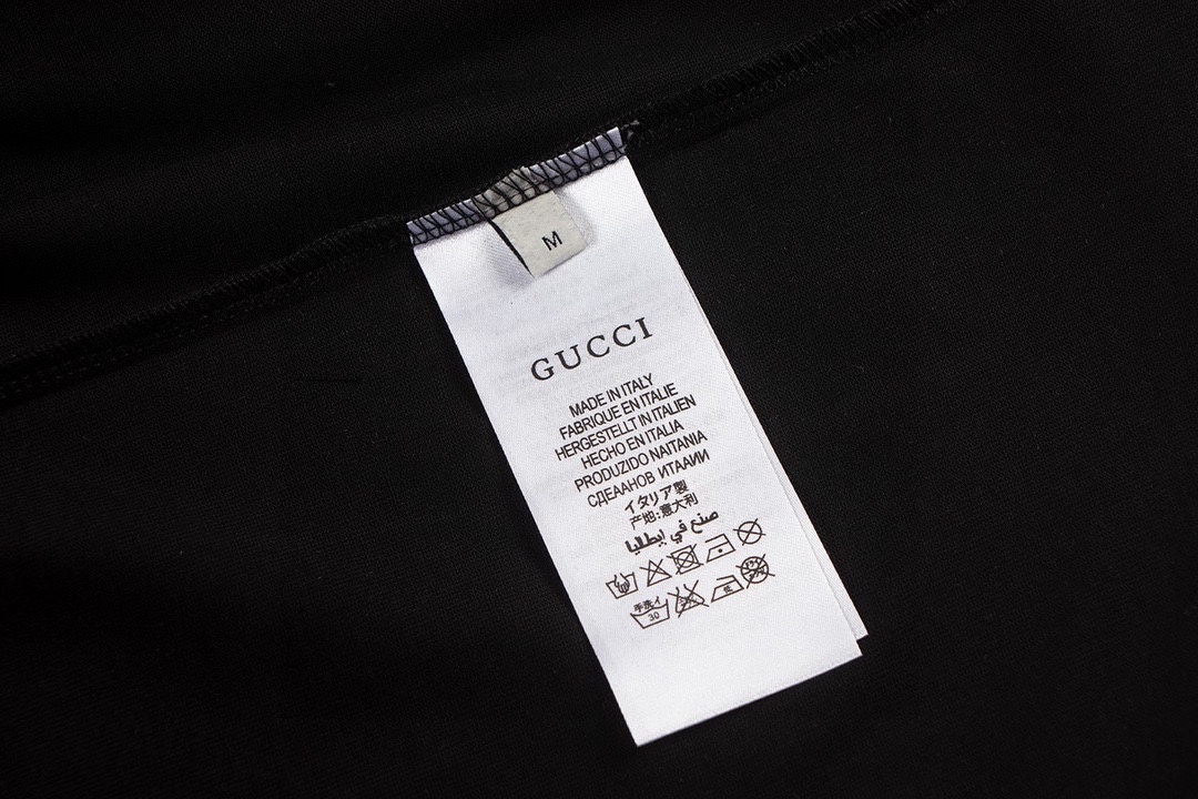 古驰/Gucci 夏季新款 简约字母流苏刺绣圆领短袖T恤 黑色