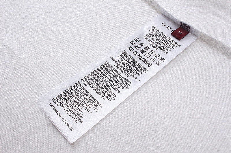 古驰/Gucci 夏季新品 经典刺绣红色领袖拼接圆领短袖T恤 白色